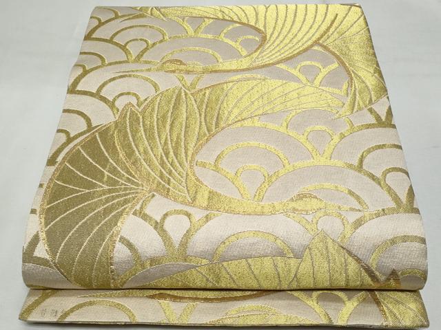 平和屋着物◎全通柄　京袋帯　飛鶴青海波　金糸　正絹　逸品　CABF7043fb
