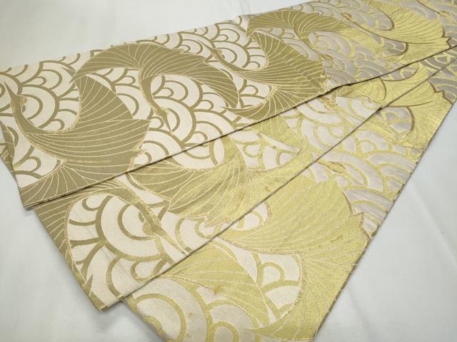 平和屋着物◎全通柄　京袋帯　飛鶴青海波　金糸　正絹　逸品　CABF7043fb