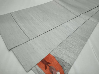 平和屋着物◎太鼓柄袋帯　紬地　枝花文　金糸　正絹　逸品　CABF7045fb
