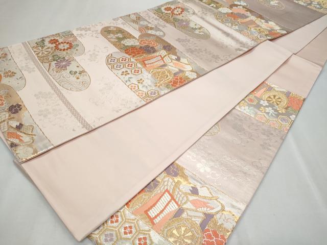 平和屋着物◎六通柄袋帯　唐織　御所車花文　金銀糸　正絹　逸品　CABF7047fb