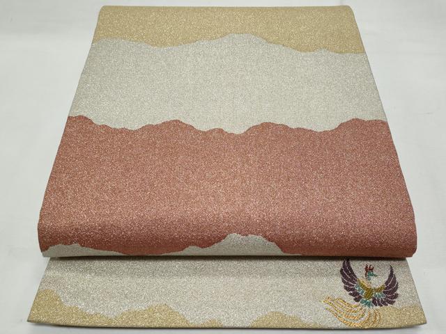 平和屋着物◎六通柄袋帯　綴れ　ワンポイント　鳳凰　金銀糸　正絹　逸品　CABF7057fb