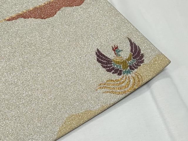 平和屋着物◎六通柄袋帯　綴れ　ワンポイント　鳳凰　金銀糸　正絹　逸品　CABF7057fb