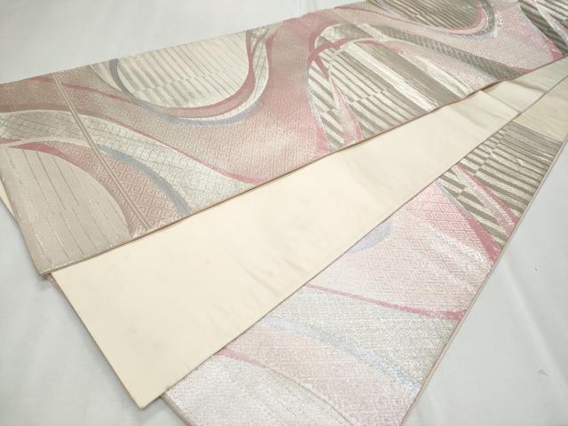 平和屋着物◎六通柄袋帯 吉祥文様 銀糸 正絹 逸品 CABF7061fb