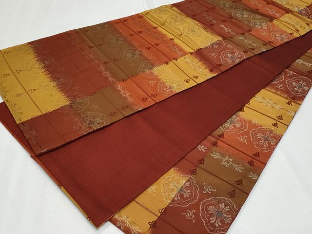 平和屋着物◎全通柄袋帯 横段花文 金銀糸 正絹 逸品 CABF7069fb