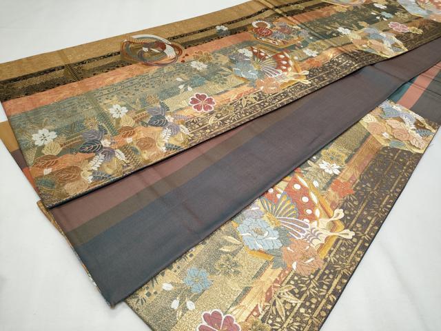 平和屋着物◎六通柄袋帯 唐織 竹取亀甲文 金糸 正絹 逸品 CABF7071fb