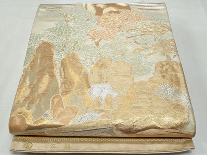 平和屋着物◎六通柄袋帯 風景文 金銀糸 正絹 逸品 CABF7088fb