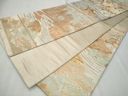 平和屋着物◎六通柄袋帯 風景文 金銀糸 正絹 逸品 CABF7088fb