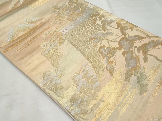 平和屋着物◎六通柄袋帯　名所風景文　金銀糸　正絹　逸品　CABF7089fb