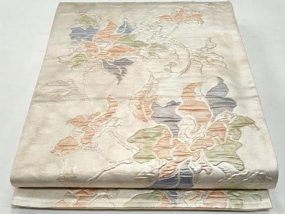 平和屋着物◎六通柄袋帯 ふくれ織 更紗花唐草文 金糸 正絹 逸品 CABF7090fb