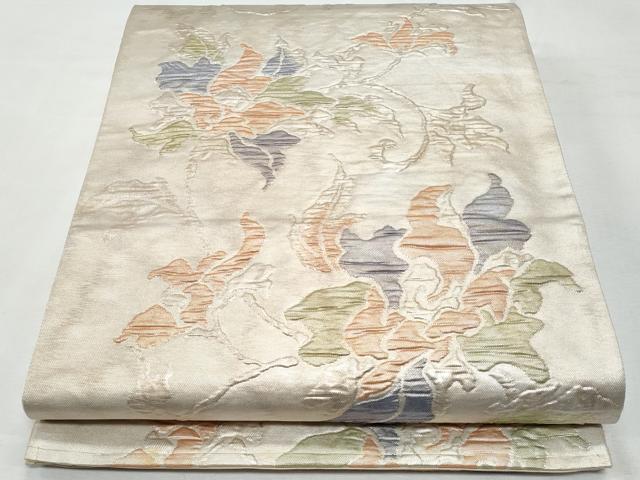 平和屋着物◎六通柄袋帯 ふくれ織 更紗花唐草文 金糸 正絹 逸品 CABF7090fb
