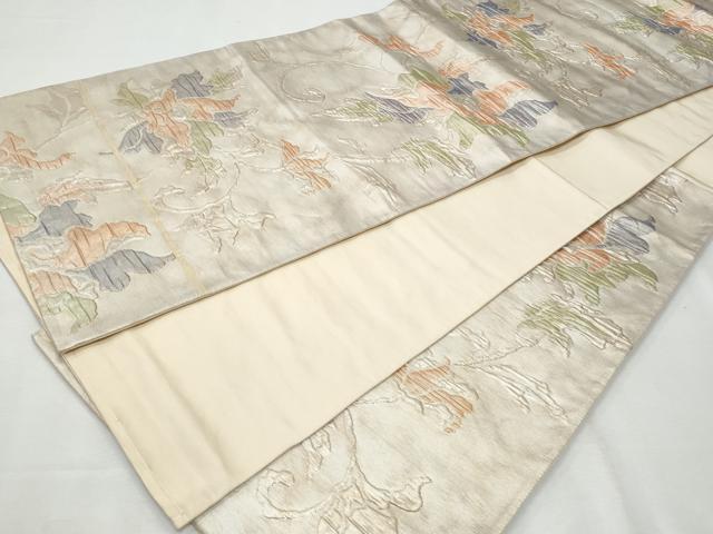 平和屋着物◎六通柄袋帯 ふくれ織 更紗花唐草文 金糸 正絹 逸品 CABF7090fb