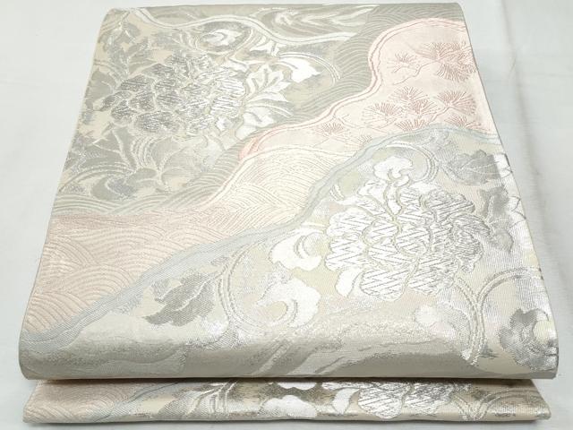平和屋着物◎六通柄袋帯 唐織 道長花唐草文 銀糸 正絹 逸品 CABF7091fb