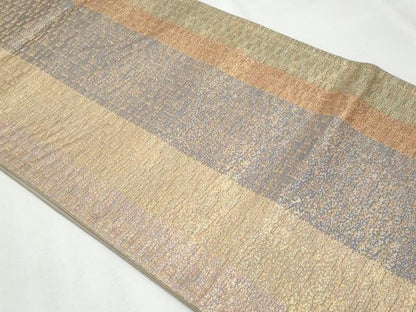 平和屋着物◎六通柄袋帯 間道 金糸 正絹 逸品 CABF7094fb
