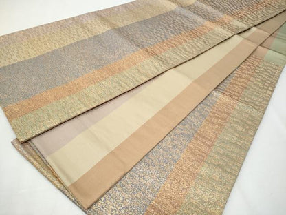 平和屋着物◎六通柄袋帯 間道 金糸 正絹 逸品 CABF7094fb