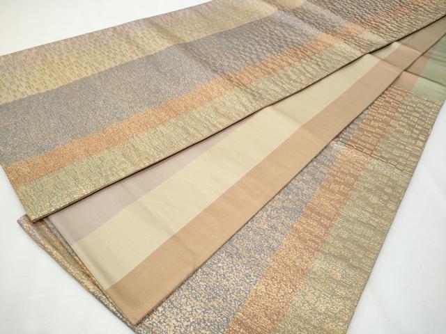 平和屋着物◎六通柄袋帯 間道 金糸 正絹 逸品 CABF7094fb