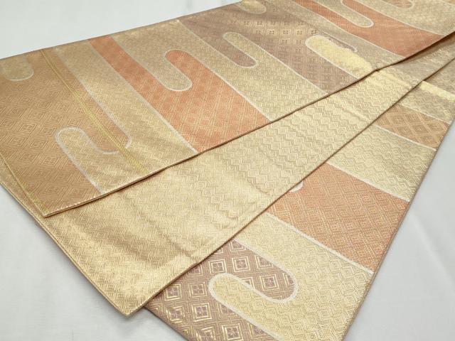 平和屋着物◎佐賀錦 六通柄袋帯 エ霞文 金銀糸 正絹 逸品 CABF7095fb
