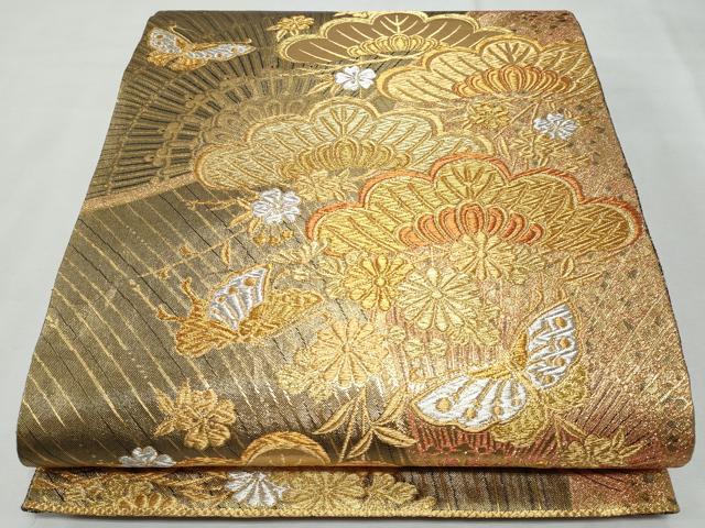 平和屋着物◎六通柄袋帯 舞蝶松文 金銀糸 正絹 逸品 CABF7097fb