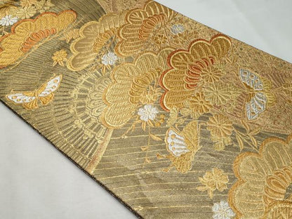 平和屋着物◎六通柄袋帯 舞蝶松文 金銀糸 正絹 逸品 CABF7097fb
