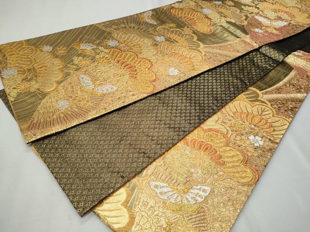平和屋着物◎六通柄袋帯 舞蝶松文 金銀糸 正絹 逸品 CABF7097fb