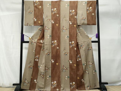 平和屋着物■上質な小紋 立涌舞蝶花文 金彩 正絹 逸品 CABF7107fb