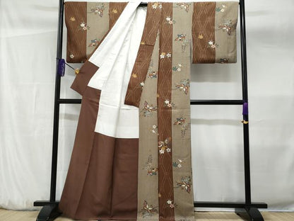 平和屋着物■上質な小紋 立涌舞蝶花文 金彩 正絹 逸品 CABF7107fb