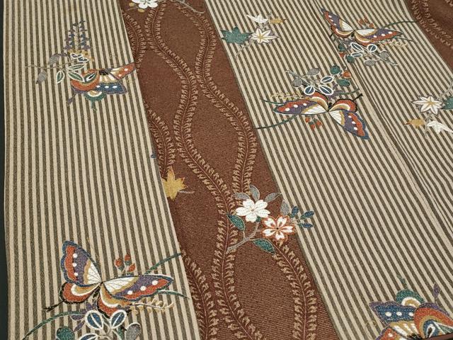 平和屋着物■上質な小紋 立涌舞蝶花文 金彩 正絹 逸品 CABF7107fb