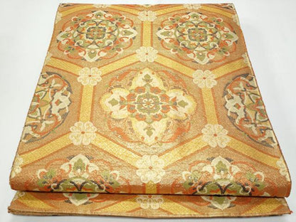 平和屋着物◎佐賀錦　全通柄袋帯　蜀江正倉院花文　正絹　逸品　CABF7149fb