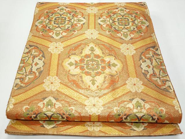 平和屋着物◎佐賀錦　全通柄袋帯　蜀江正倉院花文　正絹　逸品　CABF7149fb