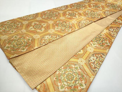 平和屋着物◎佐賀錦　全通柄袋帯　蜀江正倉院花文　正絹　逸品　CABF7149fb