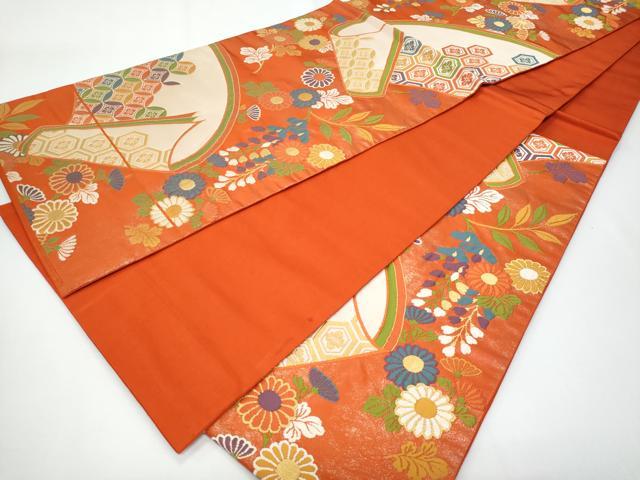 平和屋着物◎六通柄袋帯　絵巻吉祥枝花文　金糸　正絹　逸品　CABF7151fb