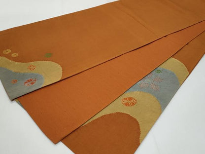 平和屋着物◎太鼓柄袋帯　紬地　絞り　流水花文　正絹　逸品　CABF7154fb
