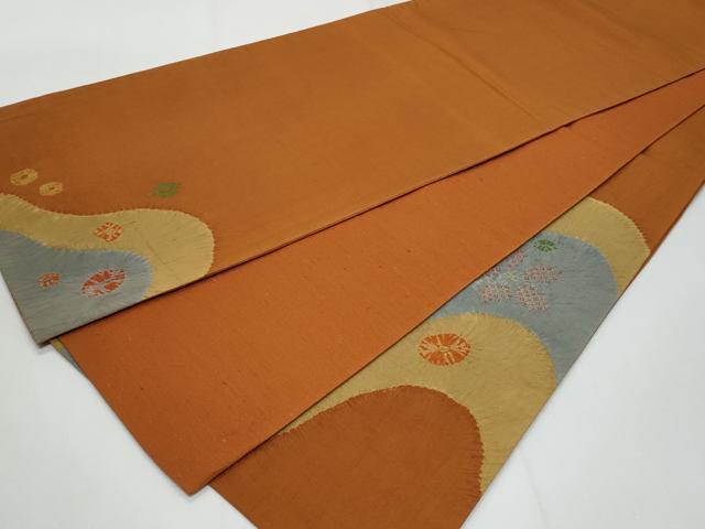 平和屋着物◎太鼓柄袋帯　紬地　絞り　流水花文　正絹　逸品　CABF7154fb