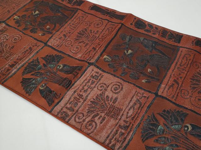 平和屋着物◎六通柄　本袋帯　古代壁画文様　金糸　正絹　逸品　CABF7155fb