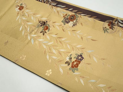 平和屋着物◎六通柄袋帯　唐織　枝葉花丸文　金糸　正絹　逸品　CABF7160fb