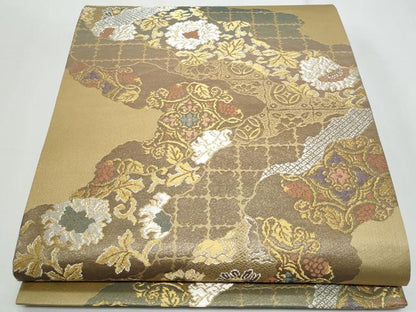 平和屋着物◎六通柄袋帯　唐織　道長花文　金銀糸　鈴乃屋扱い　正絹　逸品　CABF7161fb