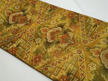 平和屋着物◎全通柄袋帯　更紗花文　正絹　逸品　CABF7165fb