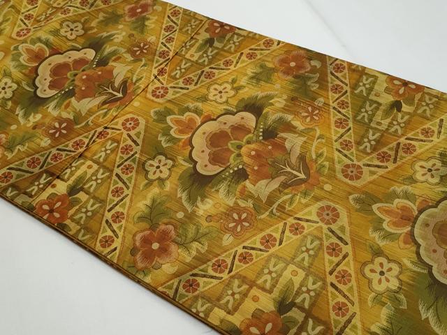 平和屋着物◎全通柄袋帯　更紗花文　正絹　逸品　CABF7165fb