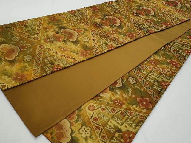 平和屋着物◎全通柄袋帯　更紗花文　正絹　逸品　CABF7165fb