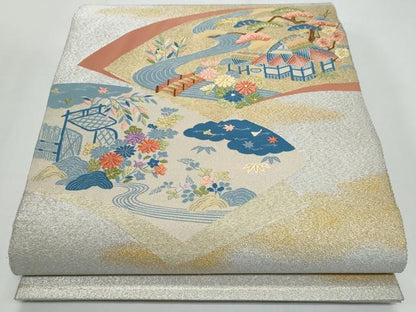 平和屋着物◎太鼓柄袋帯　綴れ　御所解文　金銀糸　正絹　逸品　CABF7167fb