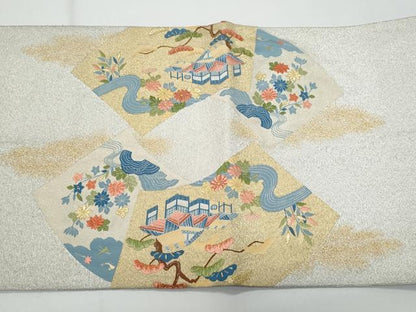 平和屋着物◎太鼓柄袋帯　綴れ　御所解文　金銀糸　正絹　逸品　CABF7167fb