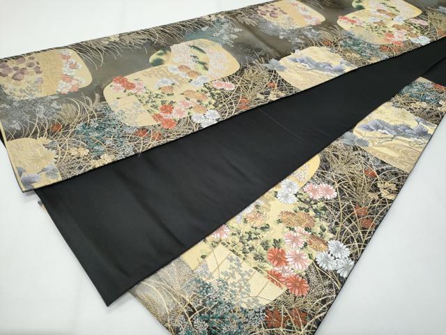 平和屋着物◎六通柄袋帯　唐織　聚華花団扇文　金銀糸　正絹　逸品　CABF7173fb