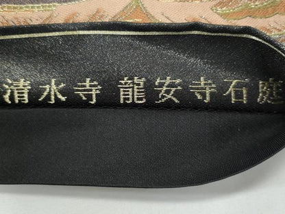 平和屋着物◎六通柄袋帯 唐織 名所百景 清水寺 龍安寺石庭 黒地 金糸 正絹 逸品 CABF7175fb