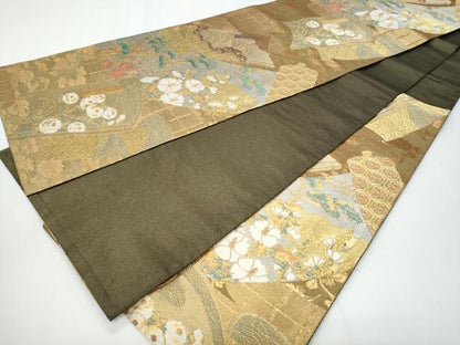 平和屋着物◎六通柄袋帯 冊子枝花松文 金銀糸 正絹 逸品 CABF7183fb