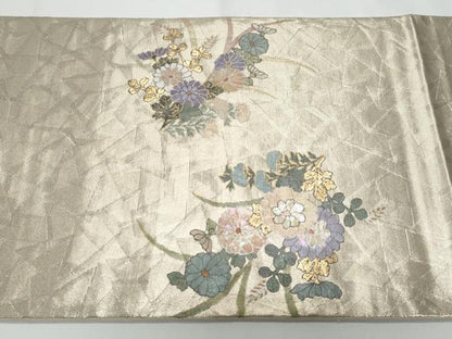 平和屋着物◎太鼓柄袋帯　螺鈿箔　枝花文　金彩　正絹　逸品　CABF7190fb