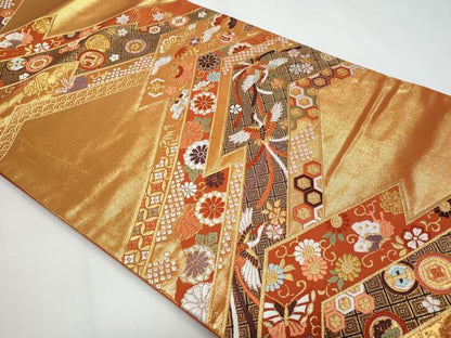 平和屋着物◎六通柄袋帯 唐織 鳳凰宝尽くし花文 金銀糸 正絹 逸品 CABF7191fb