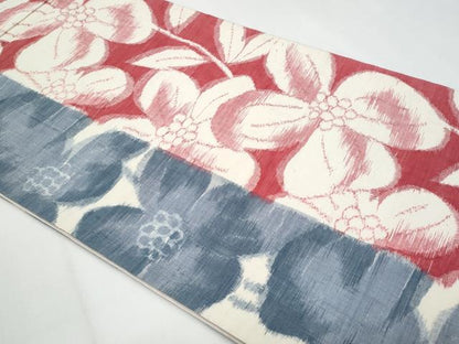 平和屋着物◎六通柄袋帯 紬地 枝花文 正絹 逸品 CABF7192fb