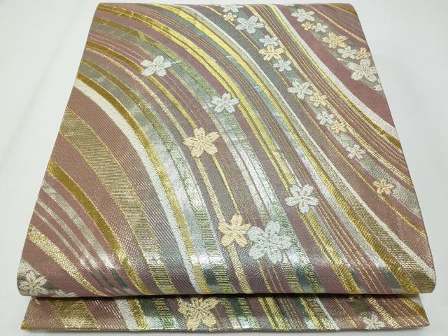 平和屋着物◎六通柄袋帯　唐織　舞桜文　金糸　正絹　逸品　AABI0977yx 平和屋着物◎六通柄袋帯 舞桜文 金糸 正絹 逸品 CABF7195fb