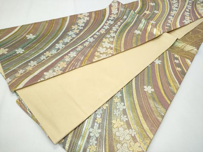 平和屋着物◎六通柄袋帯　舞桜文　金糸　正絹　逸品　CABF7195fb