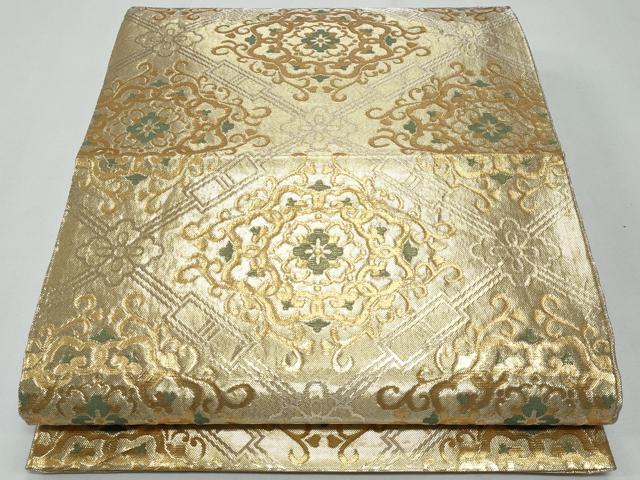 平和屋本店▼六通柄袋帯　唐織　正倉院花文　本金　正絹　24ｋ　逸品　DABE9135sf 平和屋本店▽佐賀錦 六通柄袋帯 正倉院飛鶴花文 本金箔 正絹 逸品