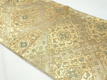 平和屋着物◎六通柄袋帯 正倉院花文 金糸 正絹 逸品 CABF7198fb